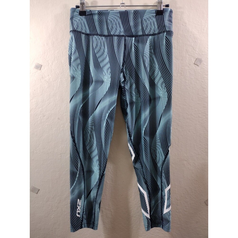 2XU Blue Compression Tights 25in Waist Training Sports Lightweight Activewear